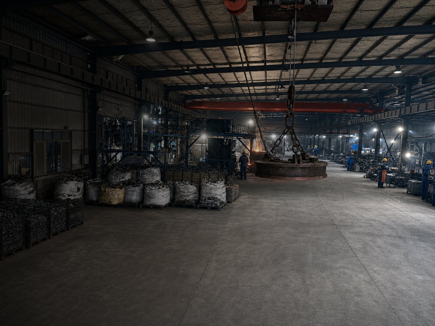 Foundry floor with the vertical parting moulding line