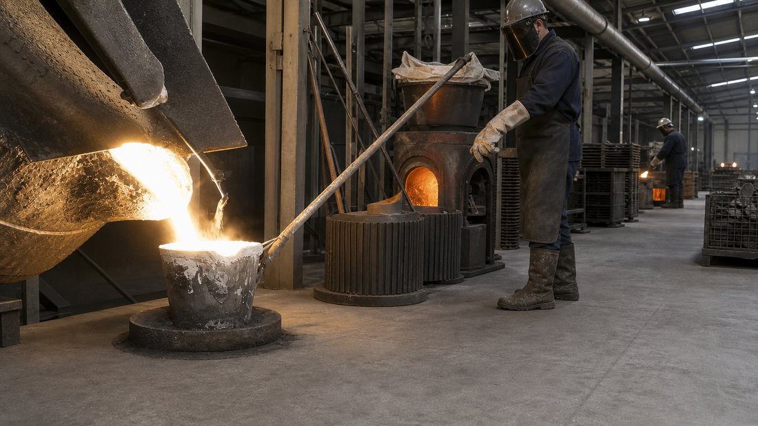 Induction furnace melting and pouring